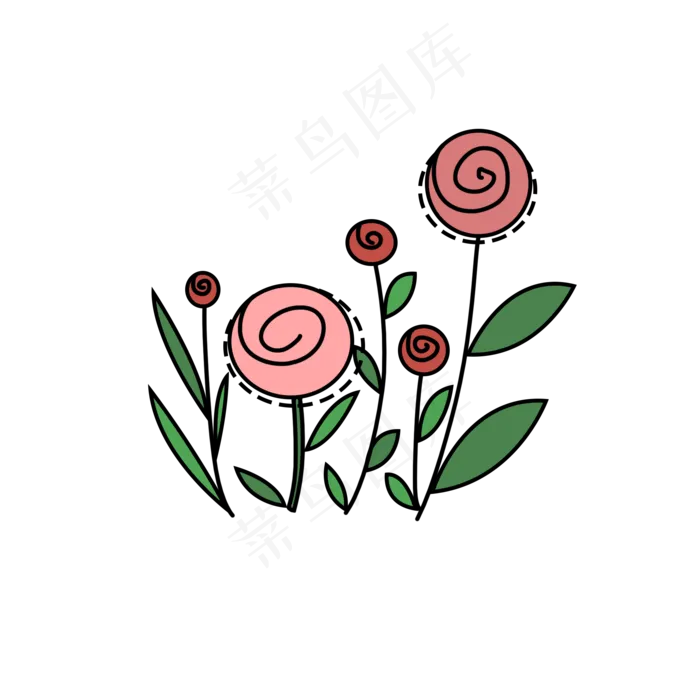 玫瑰卡通可爱花朵绿植