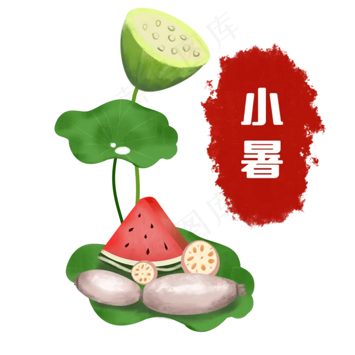 小暑荷叶莲蓬装饰(2000X2000(DPI:299))psd模版下载