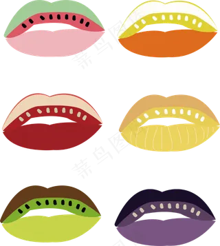 彩色水果嘴唇可商用元素