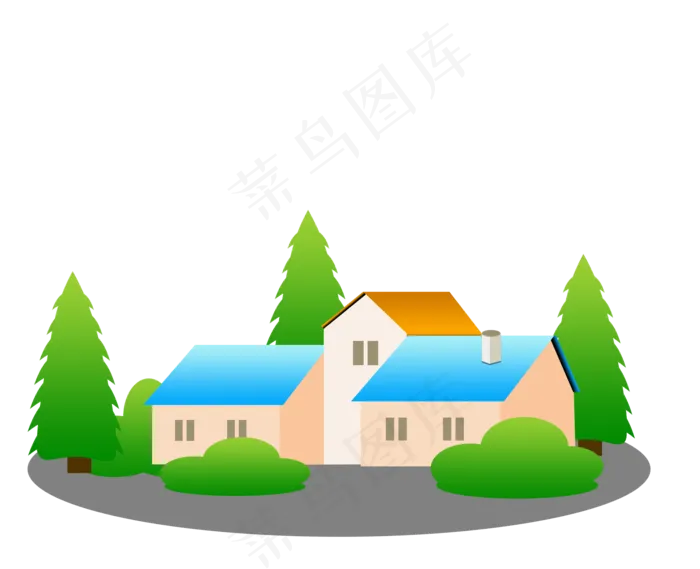 夏季郊外悠闲小镇,免抠元素(2108*1714px 150 dpi )psd模版下载