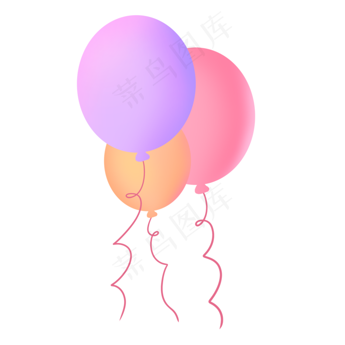 三色可爱渐变色六一儿童节气球