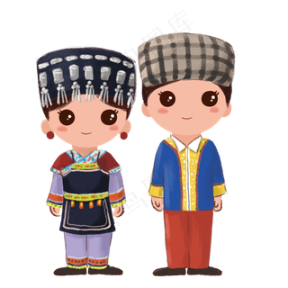 站立的少数民族侗族情侣PNG素材