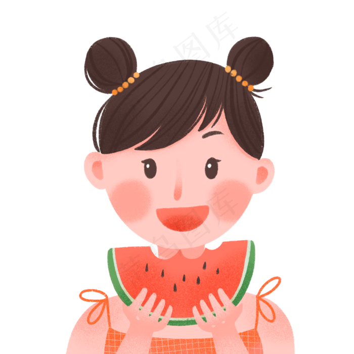 六一儿童节可爱女孩吃西瓜