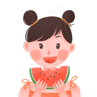 六一儿童节可爱女孩吃西瓜