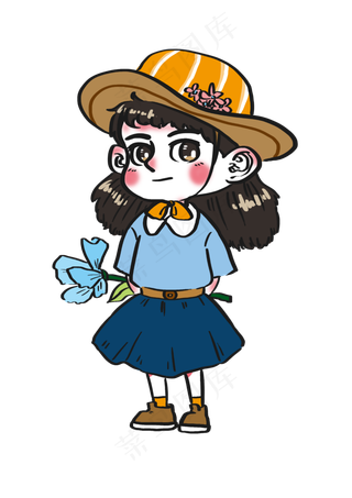 女生节清新自然带着花束的可爱女