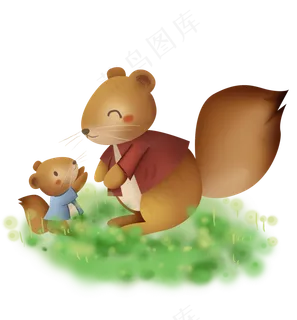 母亲节可爱的松鼠母子