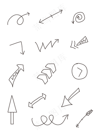 儿童简笔画手账卡通红色箭头矢量,免抠元素