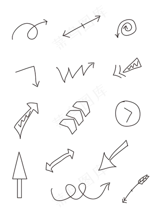 儿童简笔画手账卡通红色箭头矢量,免抠元素