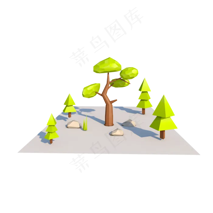 C4D字体3D树绿树卡通立体绿树树,免抠元素(2000*2000px)psd模版下载