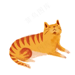 卡通黄色水彩猫咪,免抠元素