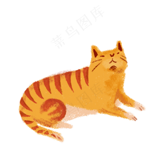 卡通黄色水彩猫咪,免抠元素