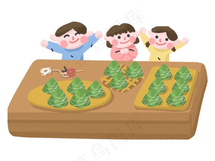 端午节小朋友开心完成粽子