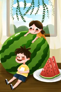 夏天夏季夏日立夏初夏大暑24节气西瓜清凉