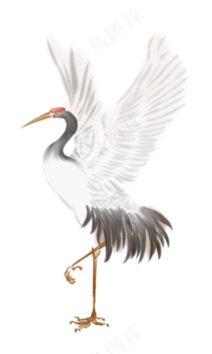 仙鹤卡通手绘插画,免抠元素
