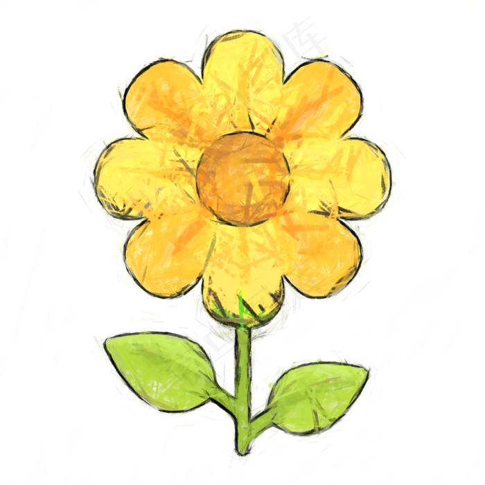 涂鸦风格花朵简笔画(2400X2400(DPI:72))psd模版下载