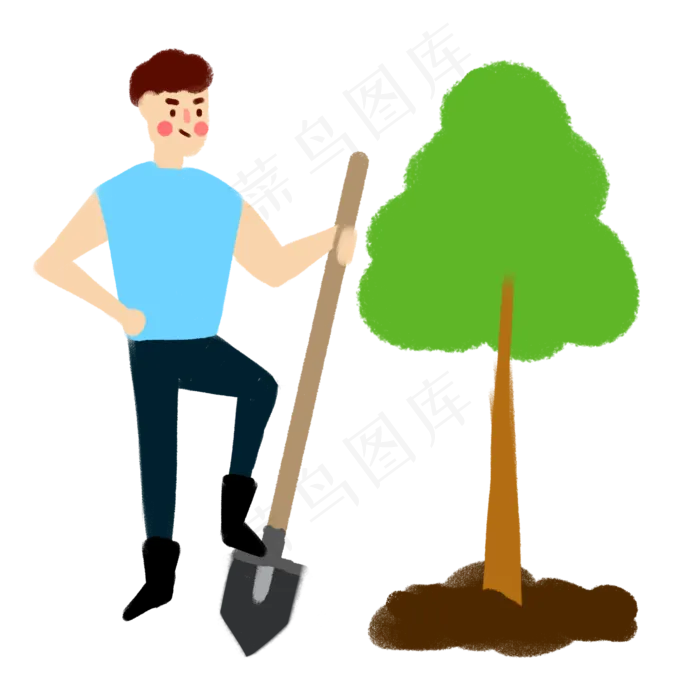 男生在植树节种树(4167X4167(DPI:200))psd模版下载