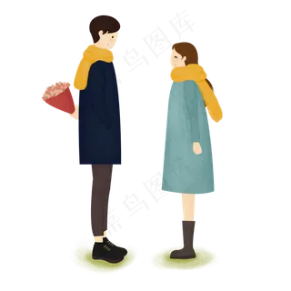 冬季送花表白情侣元素设计