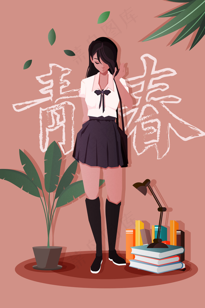 54青年节女学生(3545X5315(DPI:300))ai矢量模版下载