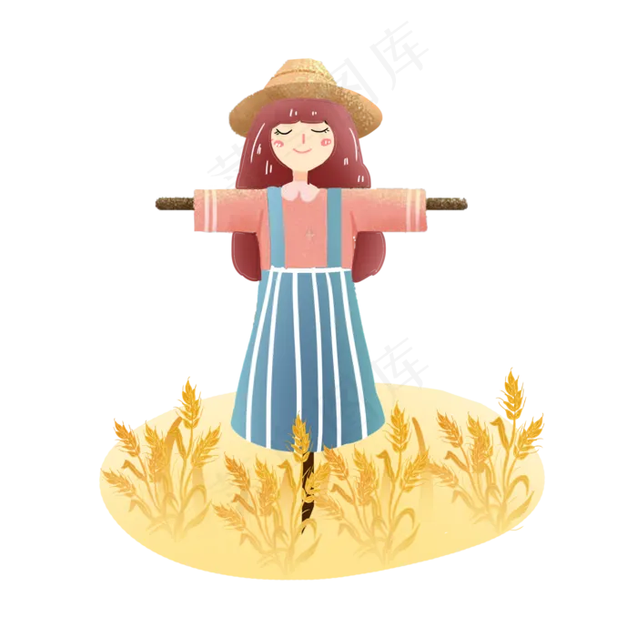 芒种稻草人麦田素材(2000X2000(DPI:300))psd模版下载
