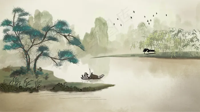 中国风水墨山水画(2880*1620px 300 dpi )