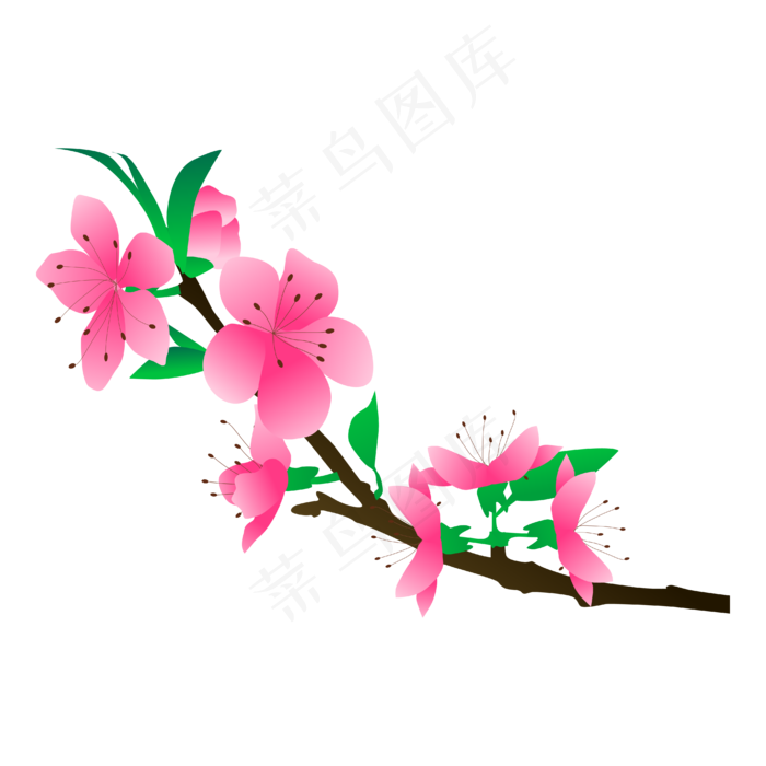 矢量免扣粉色桃花