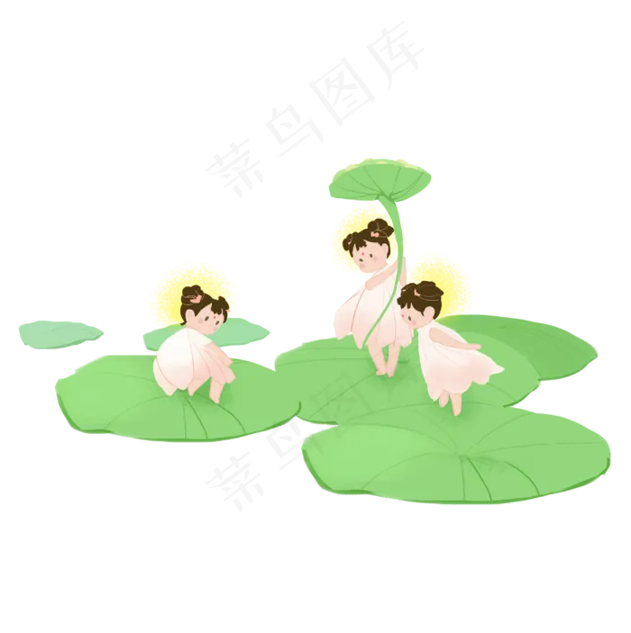清明荷叶花仙子素材(4000X4015(DPI:300))psd模版下载