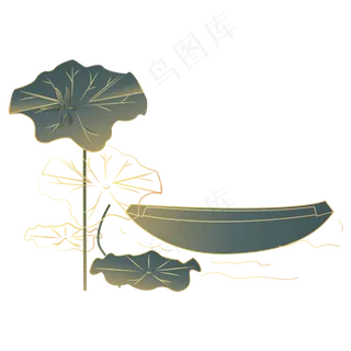 后现代国潮荷叶小船装饰