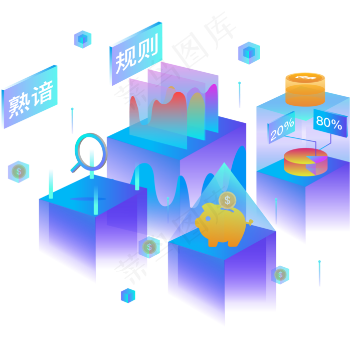 金融行业期货股票证券平台2.5D数�,免抠元素