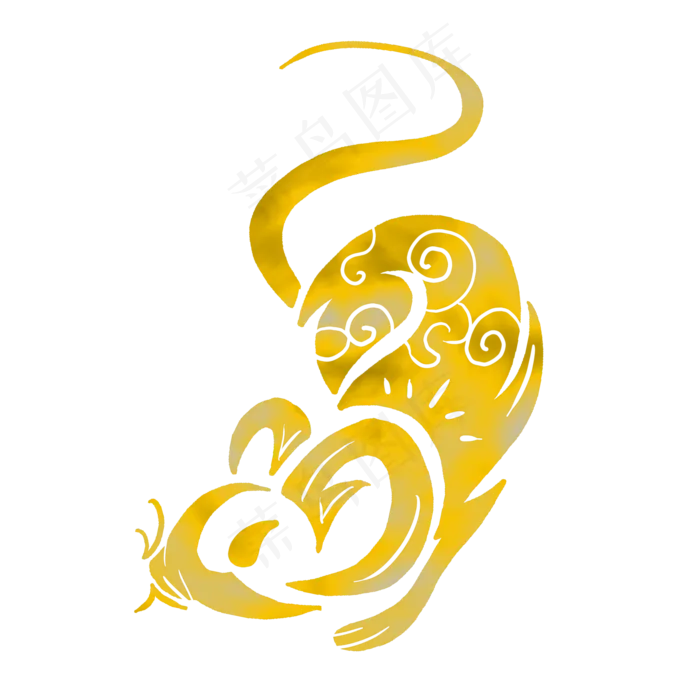 金粉烫金鼠年形象免抠