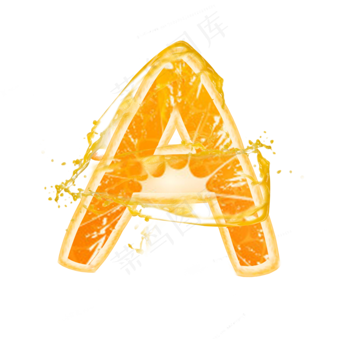 橙子橙汁橙色PSD字母A(3000X3000(DPI:300))psd模版下载