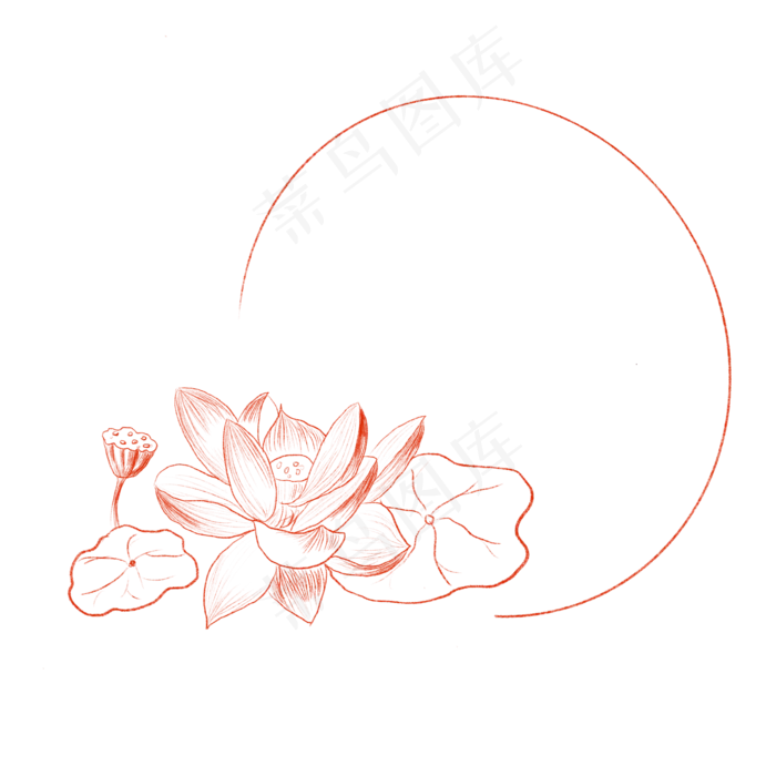 中国风荷花荷叶免抠(2048X2048(DPI:132))psd模版下载