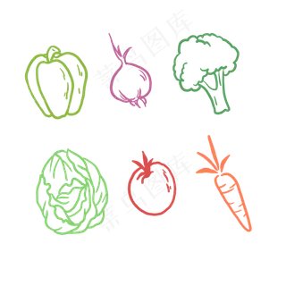 花菜圆白菜线图矢量