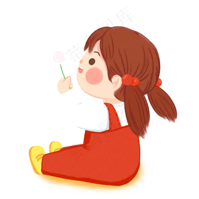 彩绘拿着一朵小花的儿童可商用元(2000X2000(DPI:150))psd模版下载