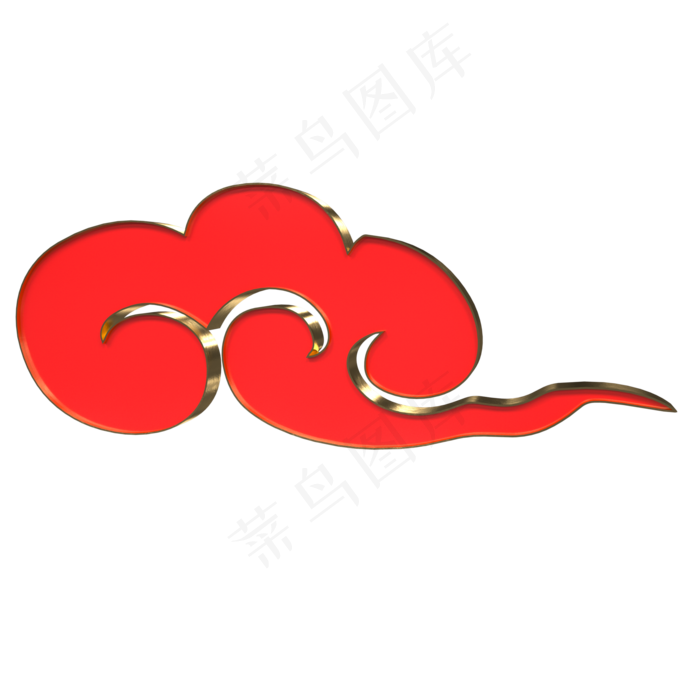 中国风红色金边祥云,免抠元素
