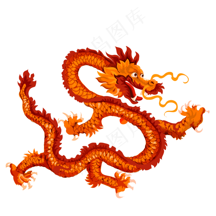 手绘中国神兽矢量龙,免抠元素(2292*2293px 300 dpi )ai矢量模版下载