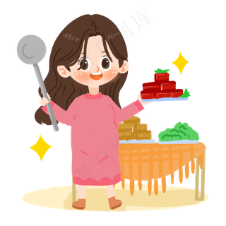 母亲节卡通母亲做菜PNG素材