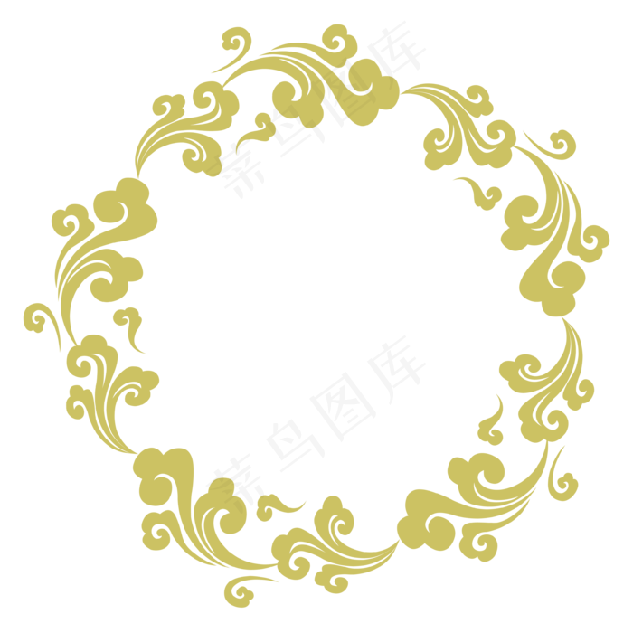 中国风元素暗金色流云圆纹,免抠元素(3543*3543px 300 dpi )ai矢量模版下载