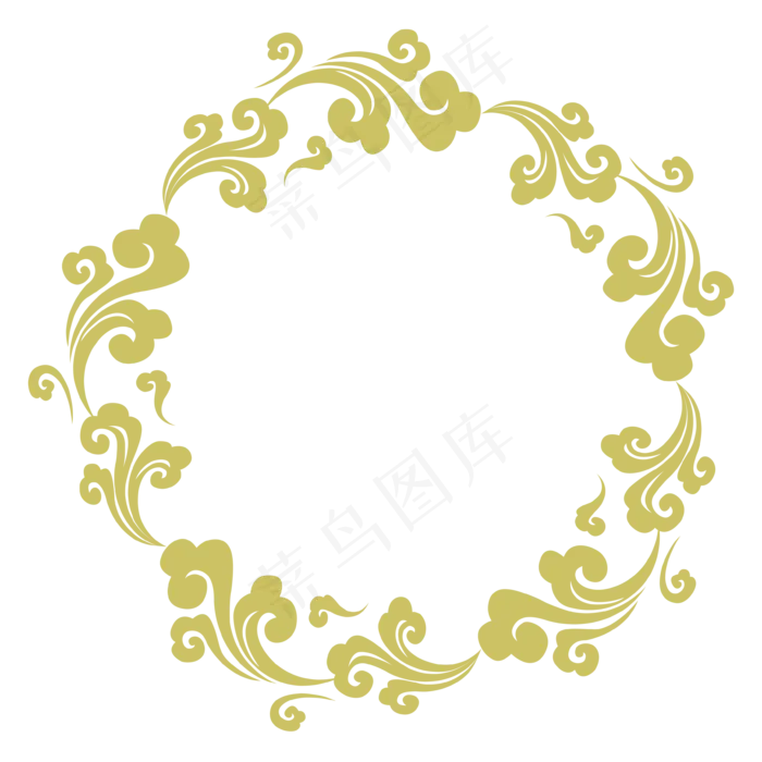 中国风元素暗金色流云圆纹,免抠元素(3543*3543px 300 dpi )ai矢量模版下载