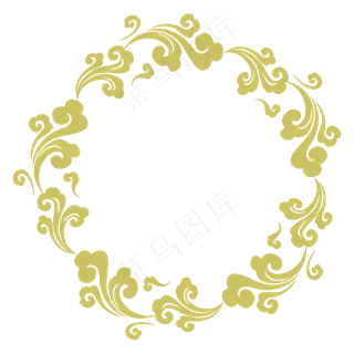 中国风元素暗金色流云圆纹,免抠元素