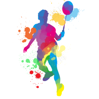 彩色体育运动水彩网球