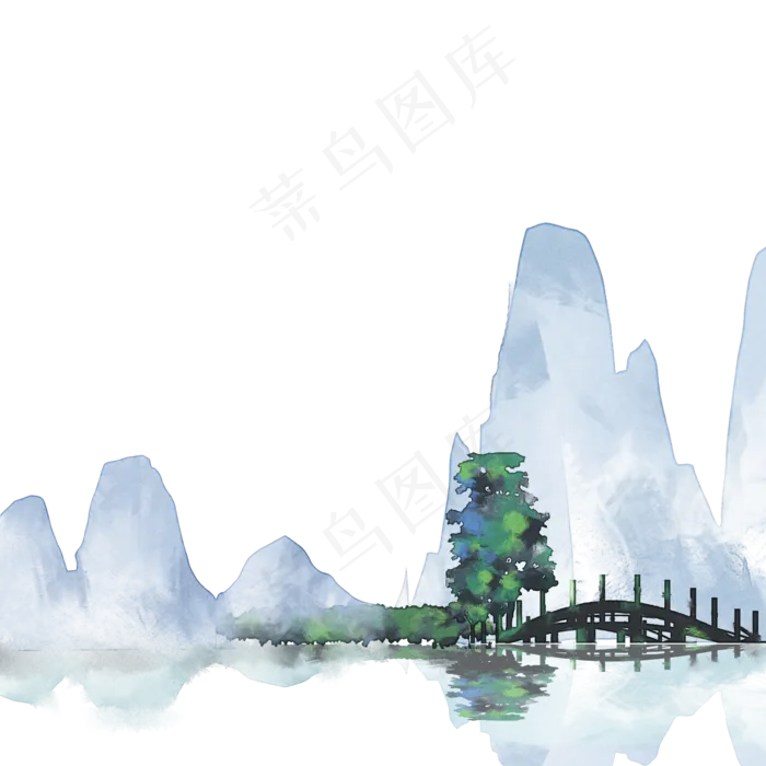 水墨古风园林(2000X2000(DPI:300))psd模版下载