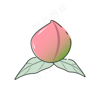 水蜜桃子粉色可爱矢量水果元素包