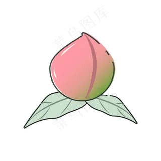 水蜜桃子粉色可爱矢量水果元素包