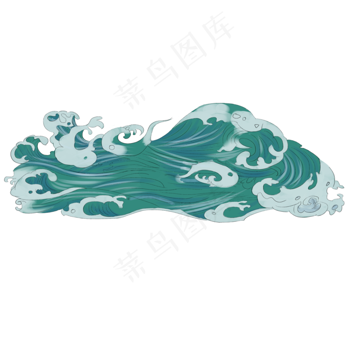 古典工笔画海浪浪花插画