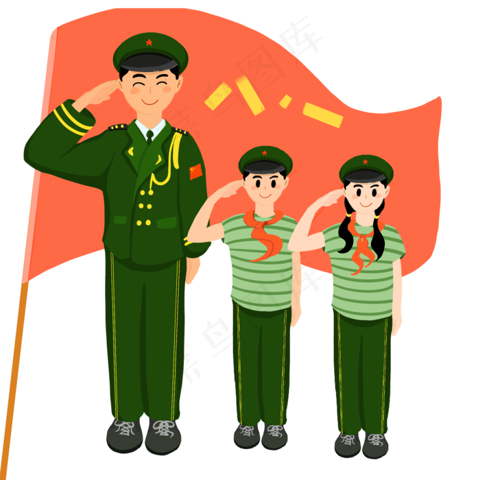 建军节绿色军人红领巾(2002X2002(DPI:300))psd模版下载