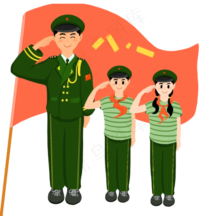 建军节绿色军人红领巾(2002X2002(DPI:300))psd模版下载