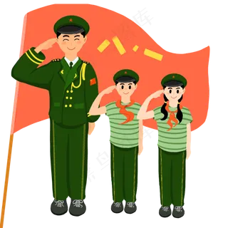 建军节绿色军人红领巾