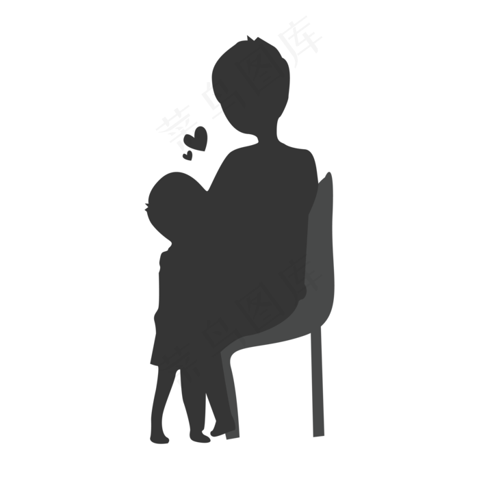 父亲节儿子抱着坐着的父亲剪影