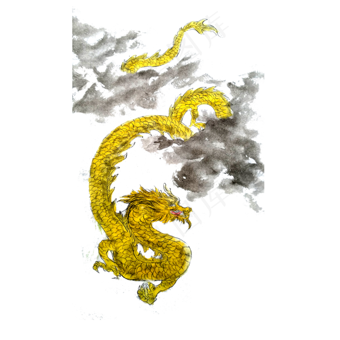 龙王蟒蛇海神神话东方国画水墨PNG,免抠元素