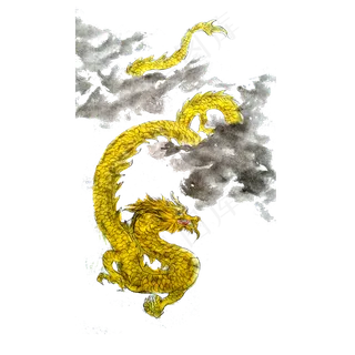 龙王蟒蛇海神神话东方国画水墨PNG,免抠元素